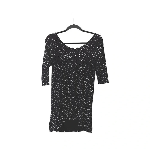 Zara Basic Evening Black & White Star Print Zip Back Tunic Top Medium Women’s - Picture 1 of 10